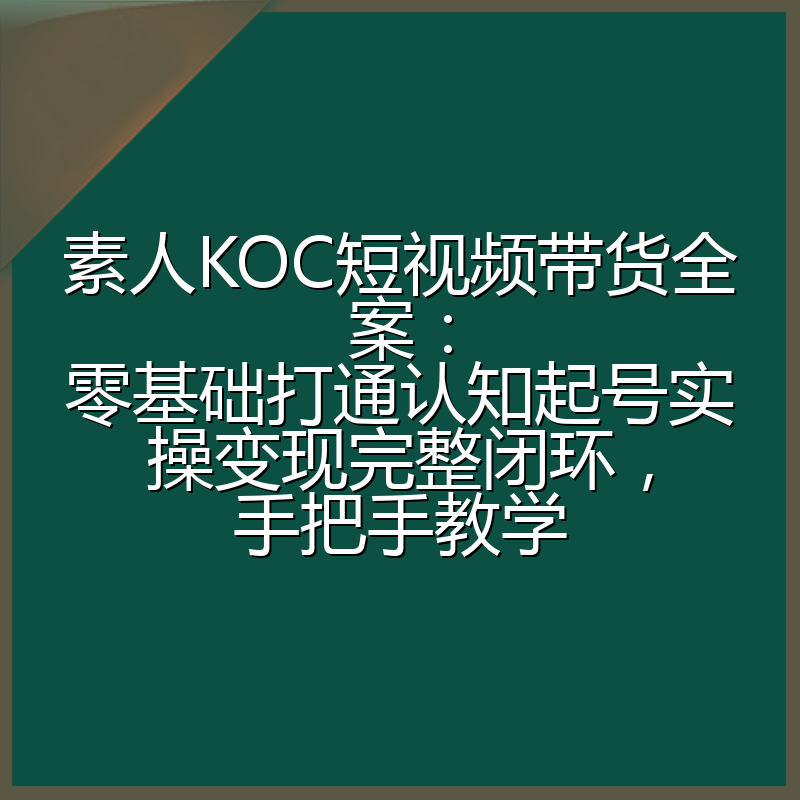 素人KOC短视频带货全案：零基础打通认知起号实操变现完整闭环，手把手教学