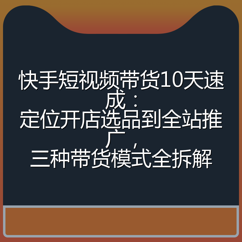 快手短视频带货10天速成：定位开店选品到全站推广，三种带货模式全拆解