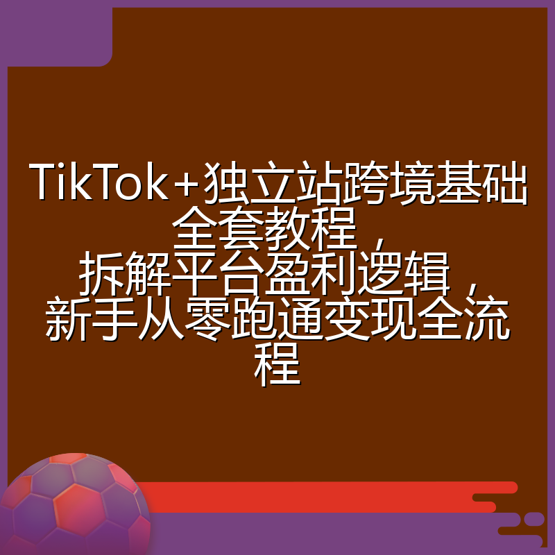 TikTok+独立站跨境基础全套教程，拆解平台盈利逻辑，新手从零跑通变现全流程