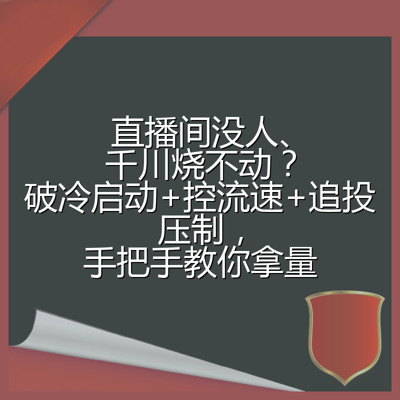 直播间没人、千川烧不动?破冷启动+控流速+追投压制,手把手教你拿量