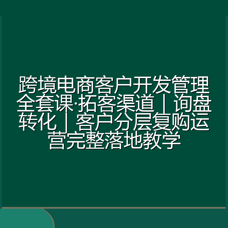 跨境电商客户开发管理全套课·拓客渠道|询盘转化|客户分层复购运营完整落地教学