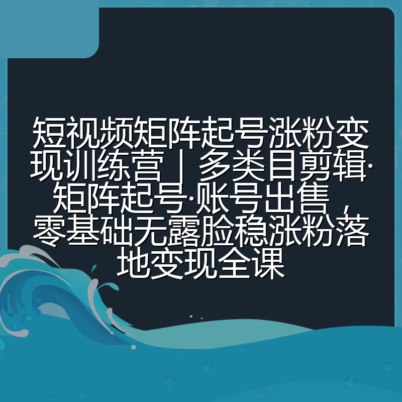 短视频矩阵起号涨粉变现训练营｜多类目剪辑·矩阵起号·账号出售，零基础无露脸稳涨粉落地变现全课