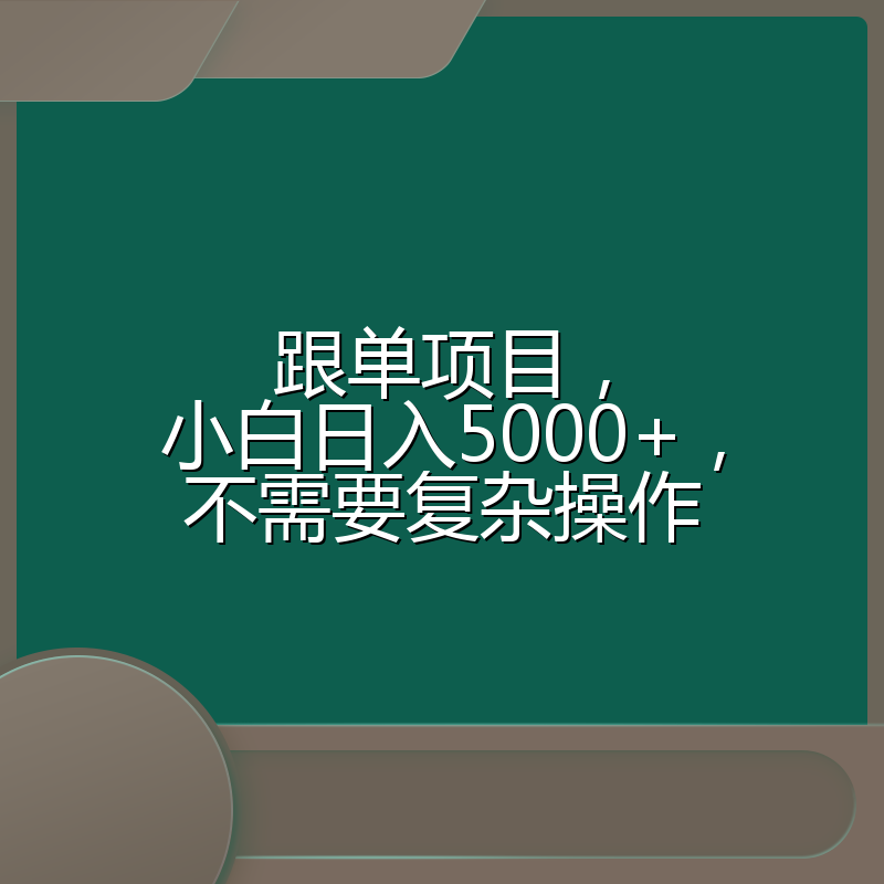 跟单项目，小白日入5000+，不需要复杂操作
