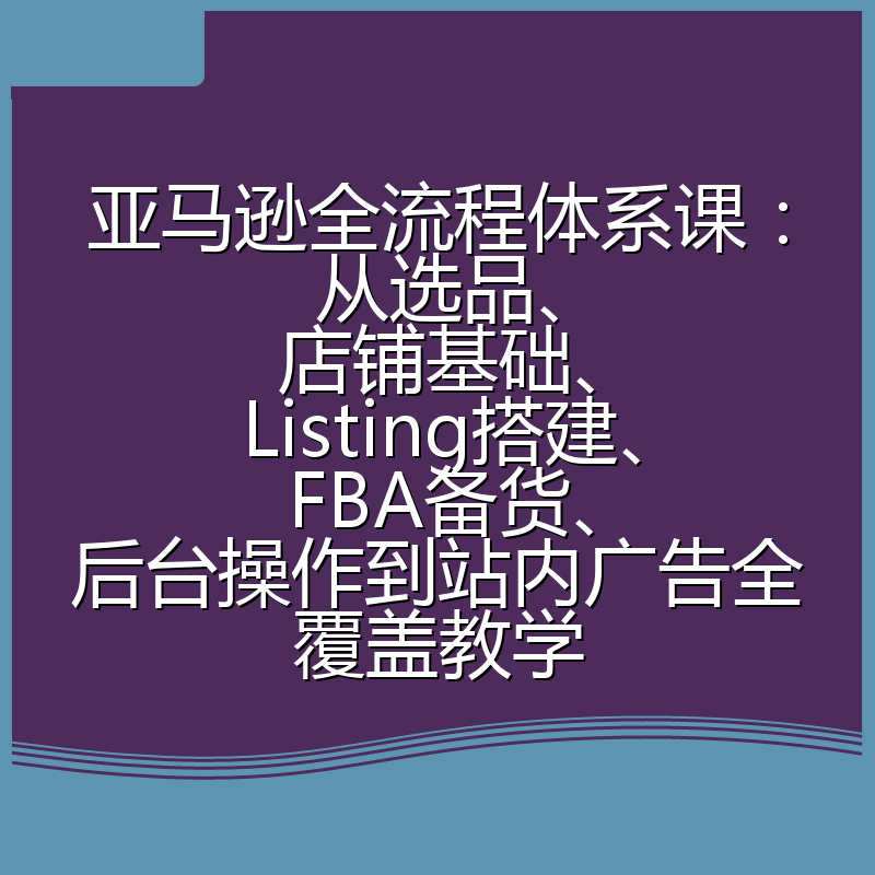 亚马逊全流程体系课:从选品、店铺基础、Listing搭建、FBA备货、后台操作到站内广告全覆盖教学
