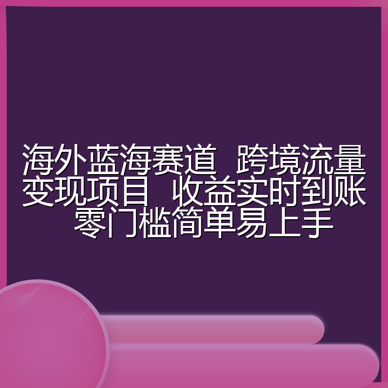 海外蓝海赛道  跨境流量变现项目  收益实时到账  零门槛简单易上手