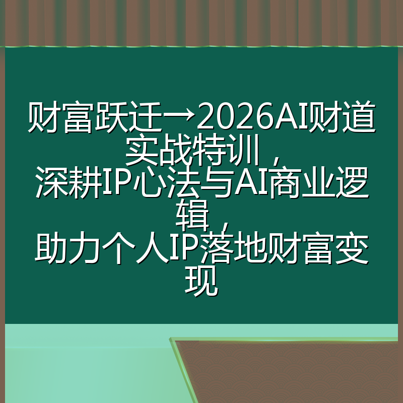 财富跃迁→2026AI财道实战特训,深耕IP心法与AI商业逻辑,助力个人IP落地财富变现
