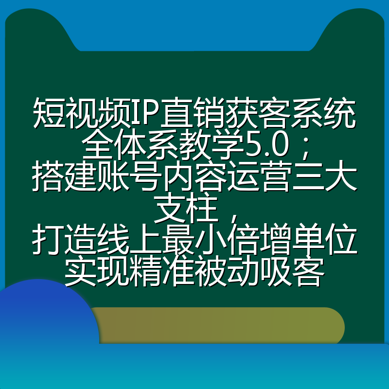 短视频IP直销获客系统全体系教学5.0;搭建账号内容运营三大支柱,打造线上最小倍增单位实现精准被动吸客