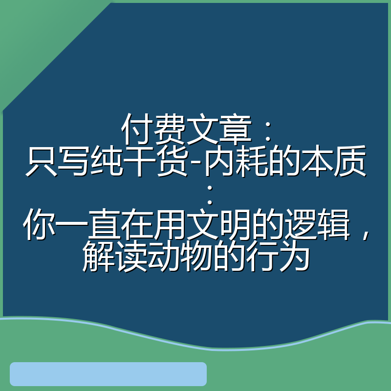 付费文章：只写纯干货-内耗的本质：你一直在用文明的逻辑，解读动物的行为