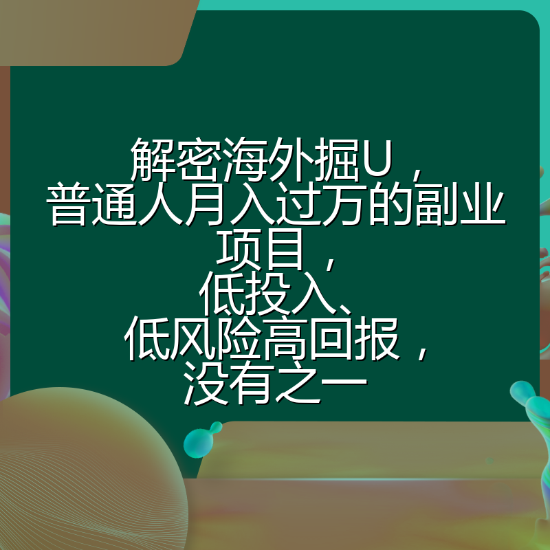 解密海外掘U，普通人月入过万的副业项目，低投入、低风险高回报，没有之一