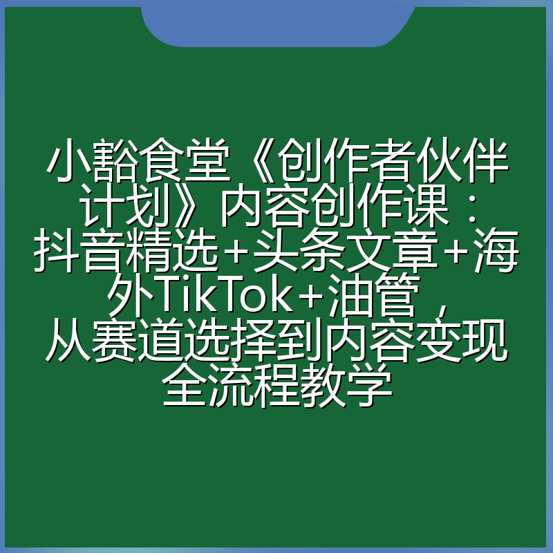 小豁食堂《创作者伙伴计划》内容创作课:抖音精选+头条文章+海外TikTok+油管,从赛道选择到内容变现全流程教学