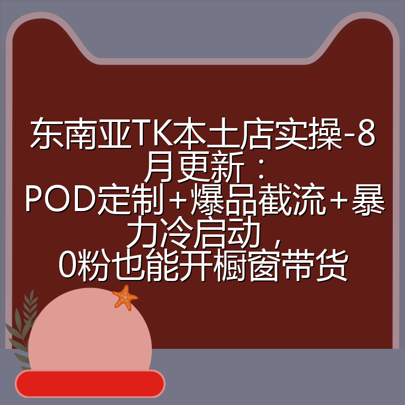 东南亚TK本土店实操-8月更新:POD定制+爆品截流+暴力冷启动,0粉也能开橱窗带货