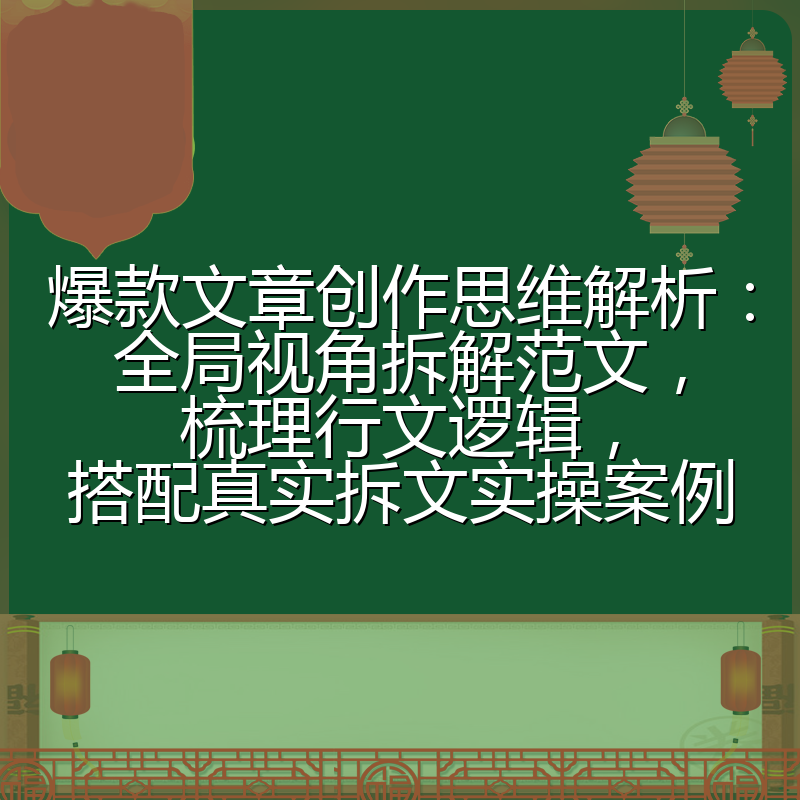 爆款文章创作思维解析:全局视角拆解范文,梳理行文逻辑,搭配真实拆文实操案例