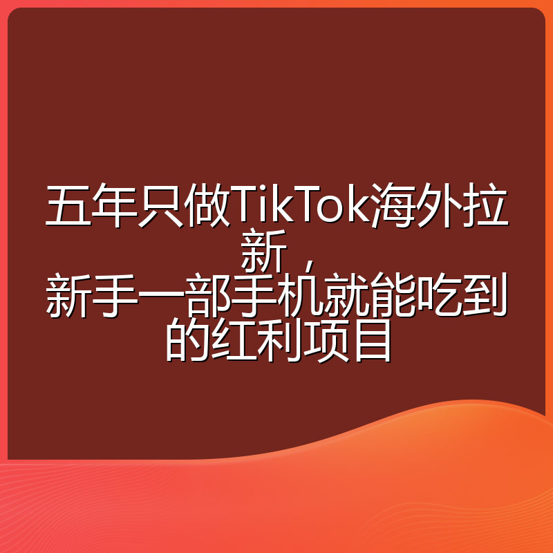 五年只做TikTok海外拉新,新手一部手机就能吃到的红利项目