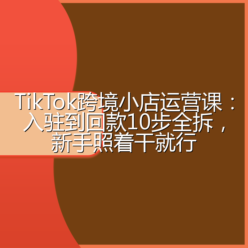TikTok跨境小店运营课：入驻到回款10步全拆，新手照着干就行