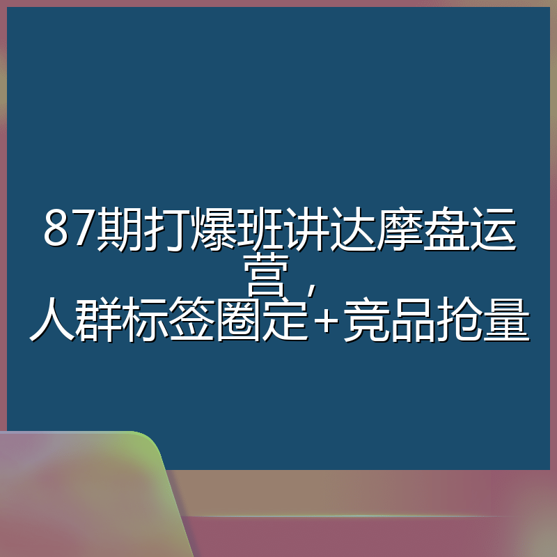 87期打爆班讲达摩盘运营,人群标签圈定+竞品抢量