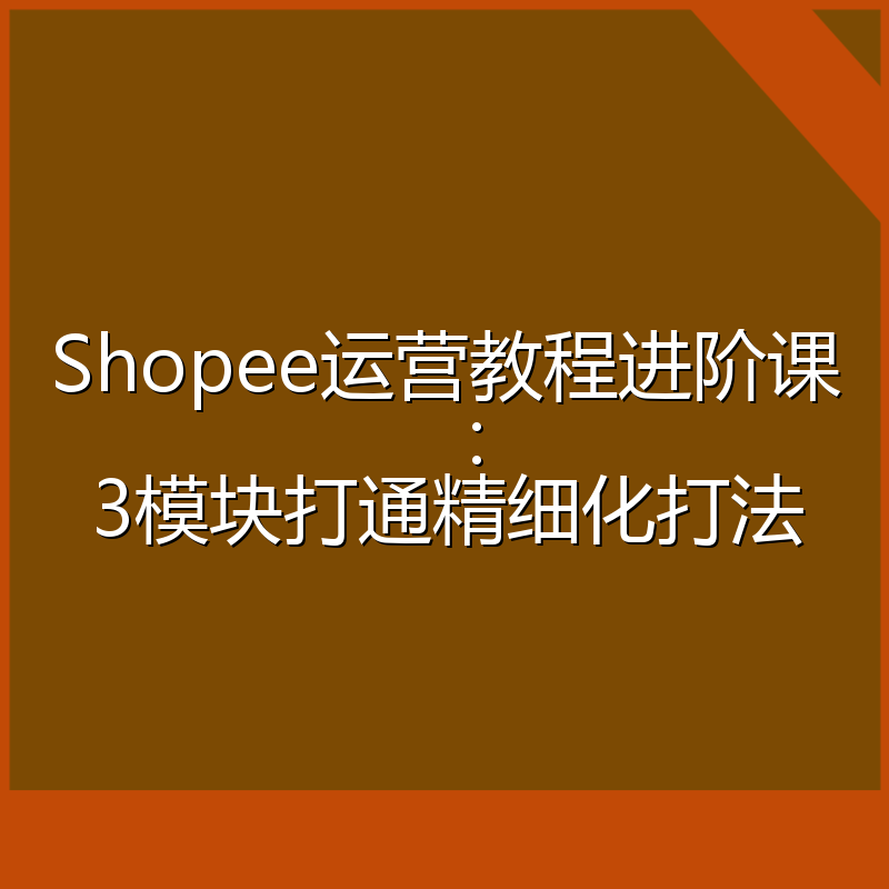 Shopee运营教程进阶课:3模块打通精细化打法