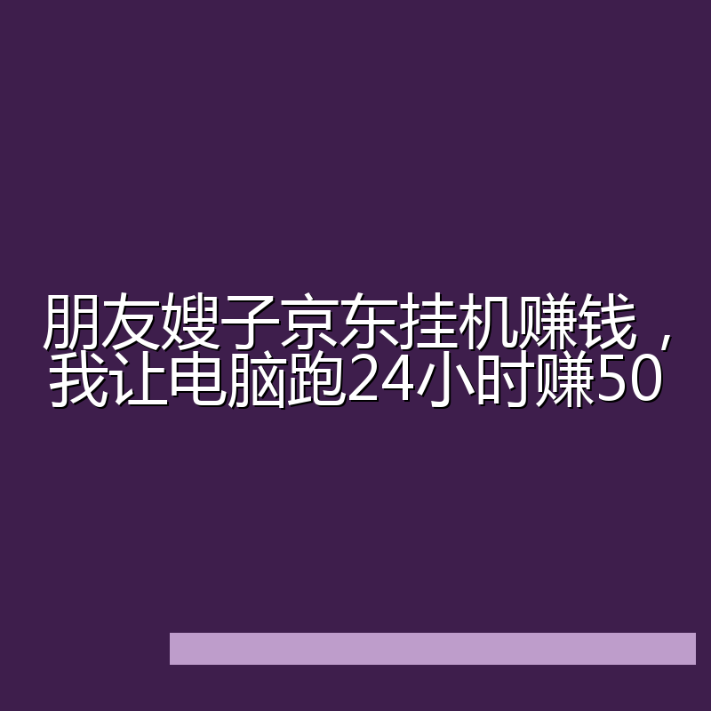 朋友嫂子京东挂机赚钱,我让电脑跑24小时赚500