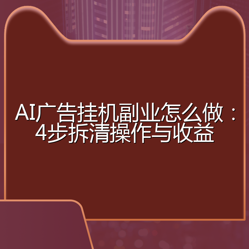 AI广告挂机副业怎么做:4步拆清操作与收益
