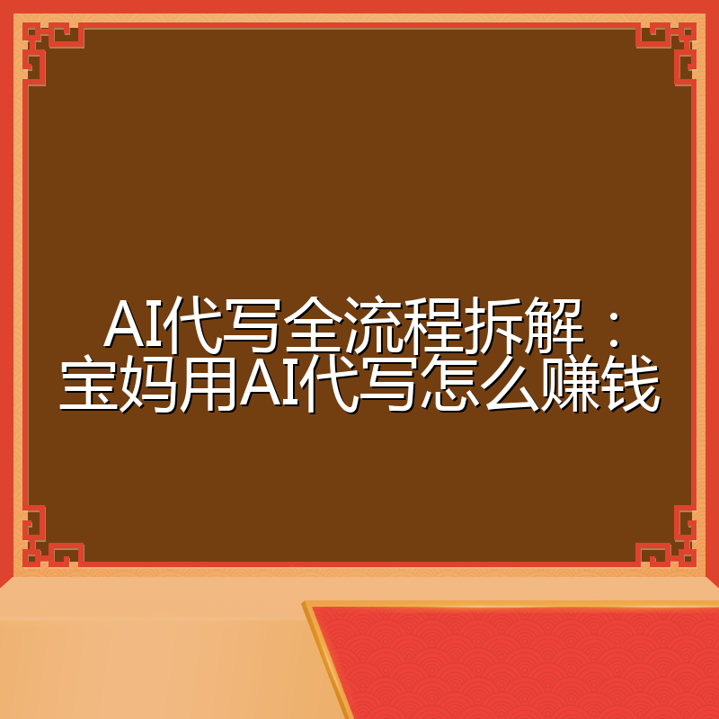 AI代写全流程拆解:宝妈用AI代写怎么赚钱